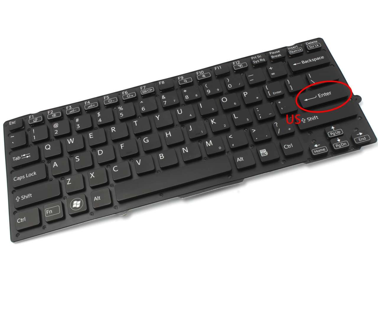 Tastatura neagra Sony Vaio VPCSB iluminata layout US fara rama enter mic