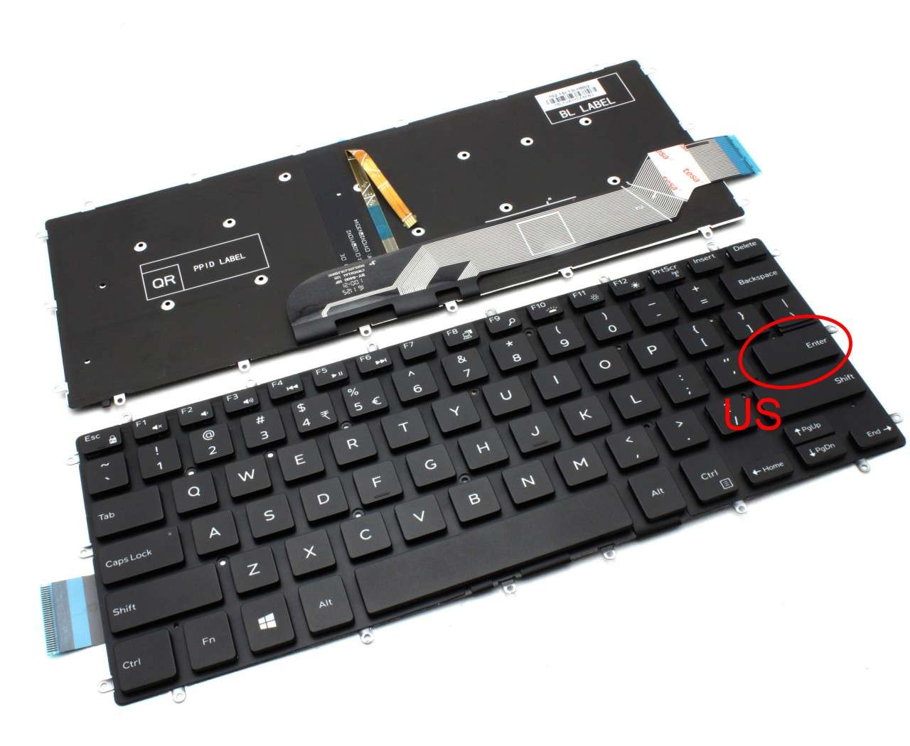 Tastatura Dell Inspiron 14 7466 iluminata layout US fara rama enter mic