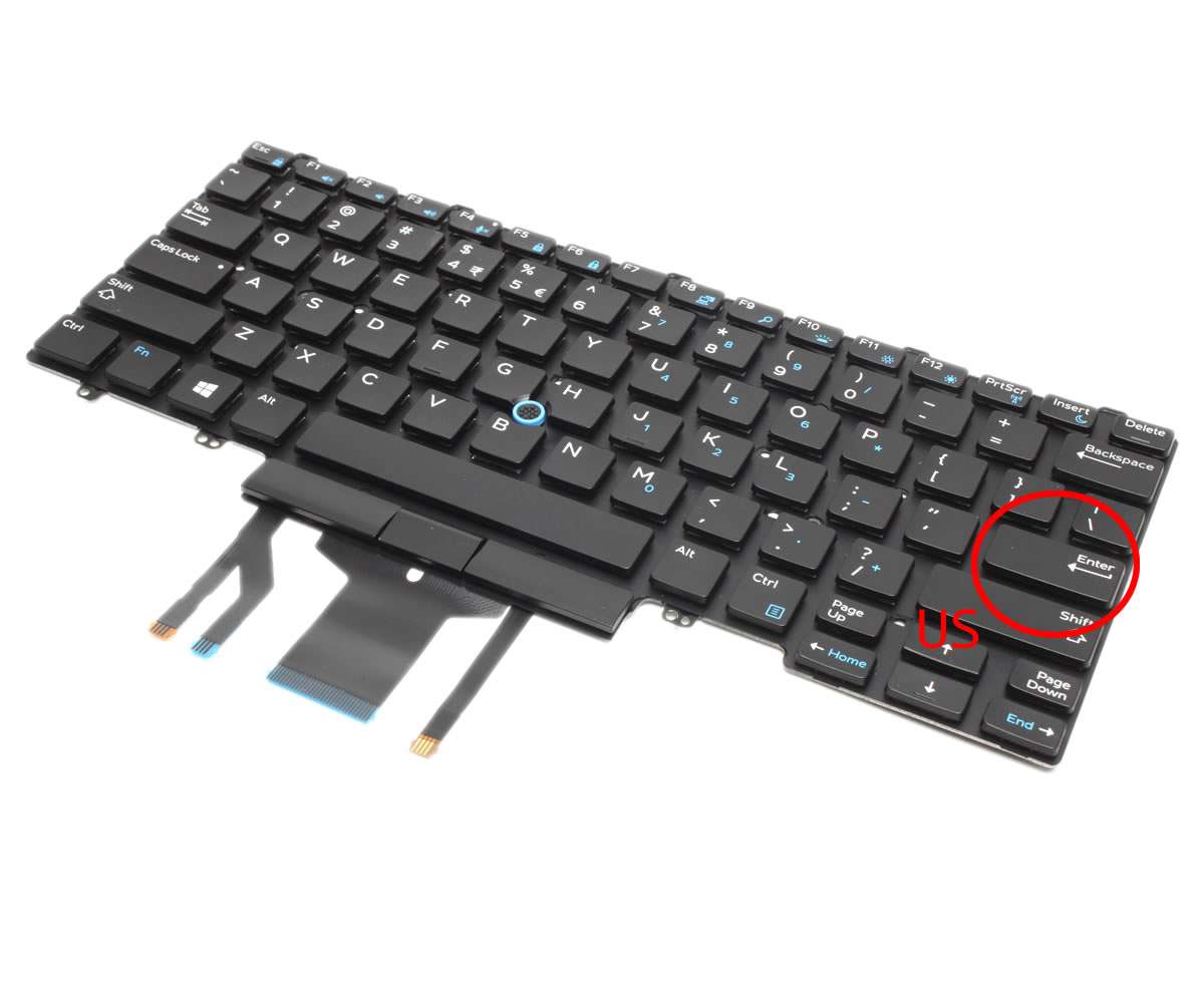 Tastatura Dell Latitude E7470 iluminata layout US fara rama enter mic DUAL POINTING