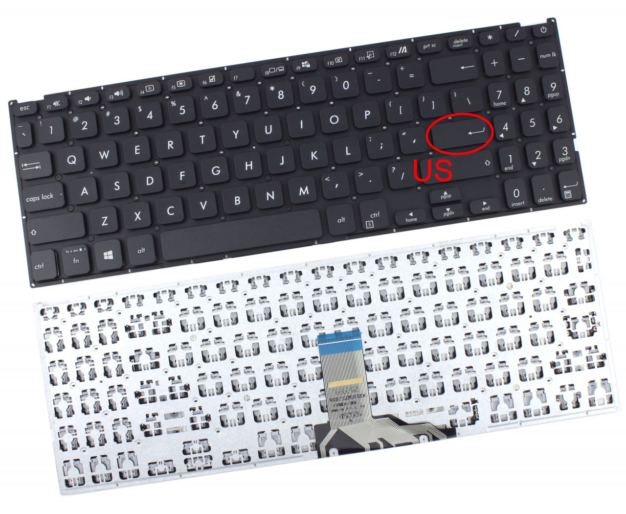 Tastatura Neagra Asus 0KN1-AH5BG12 layout US fara rama enter mic