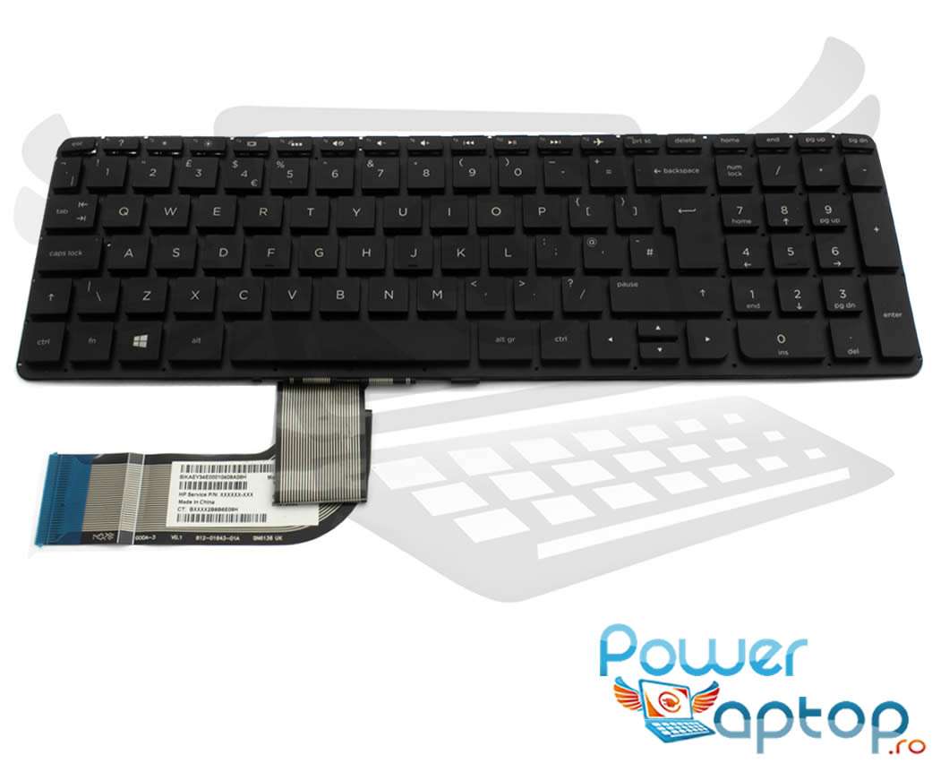 Tastatura HP Pavilion 17 f200 iluminata layout UK fara rama enter mare