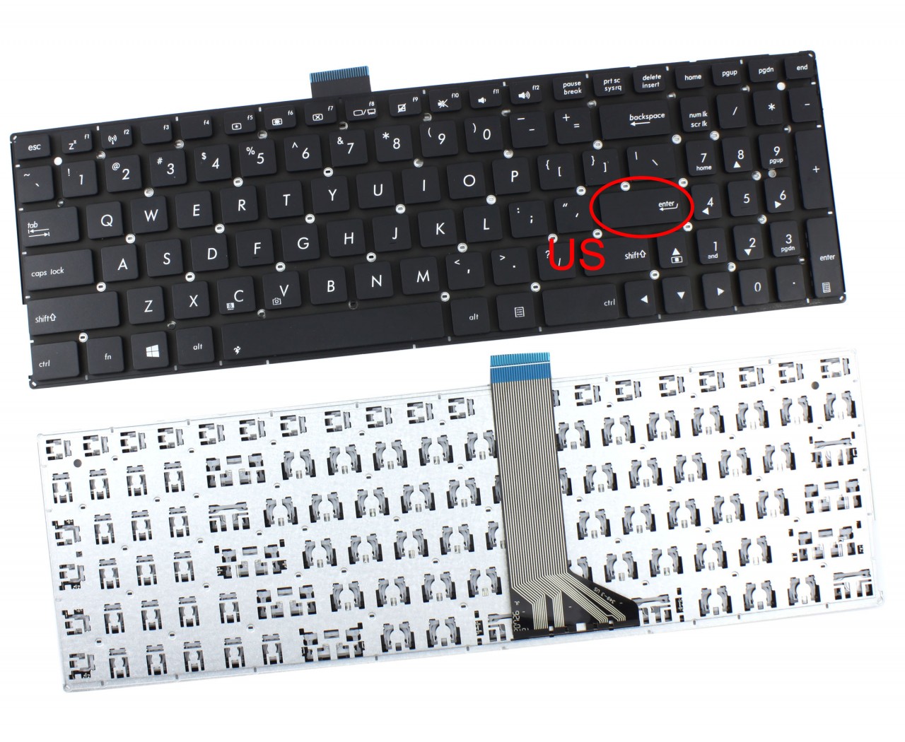 Tastatura Asus X555LB layout US fara rama enter mic