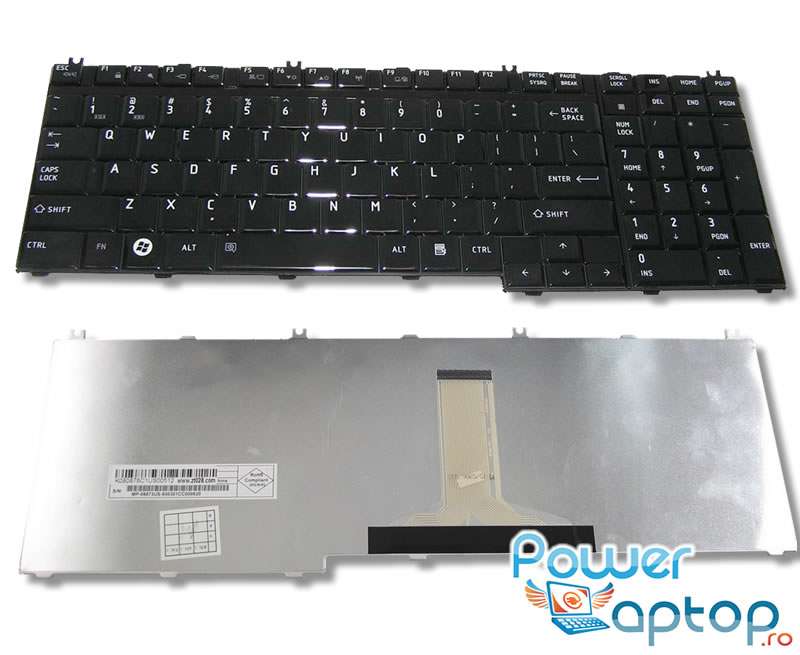 Tastatura Toshiba Satellite L555 negru lucios