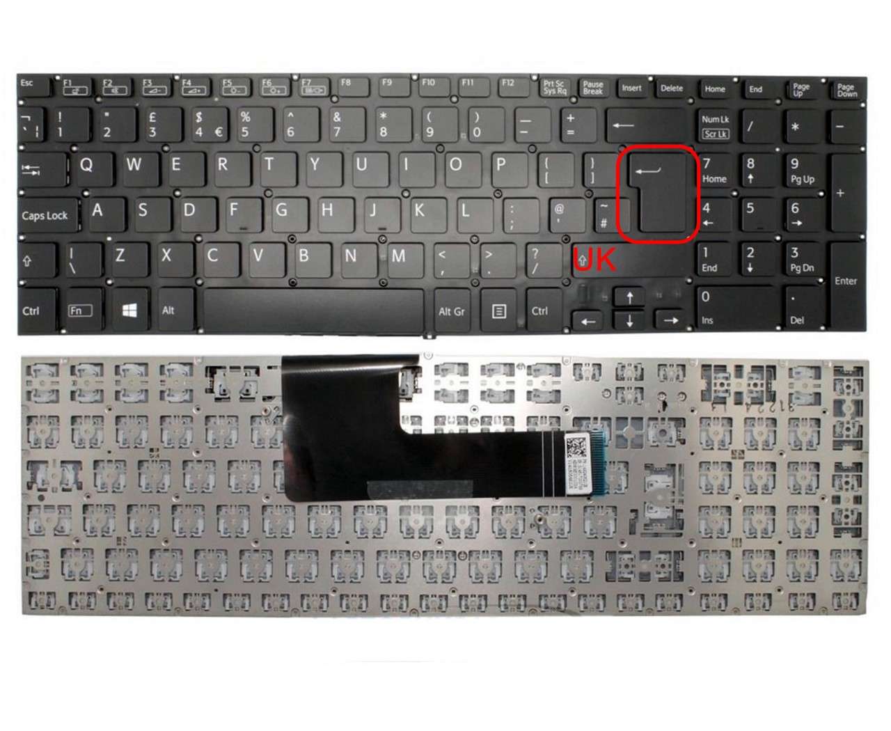 Tastatura Sony Vaio SVF15 layout UK fara rama enter mare neagra