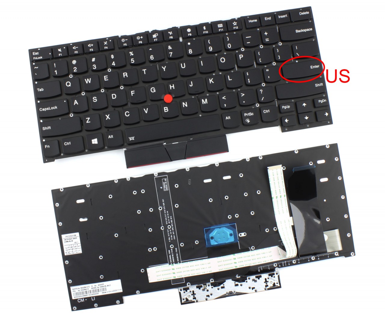 Tastatura Lenovo 9354055 iluminata layout US fara rama enter mic