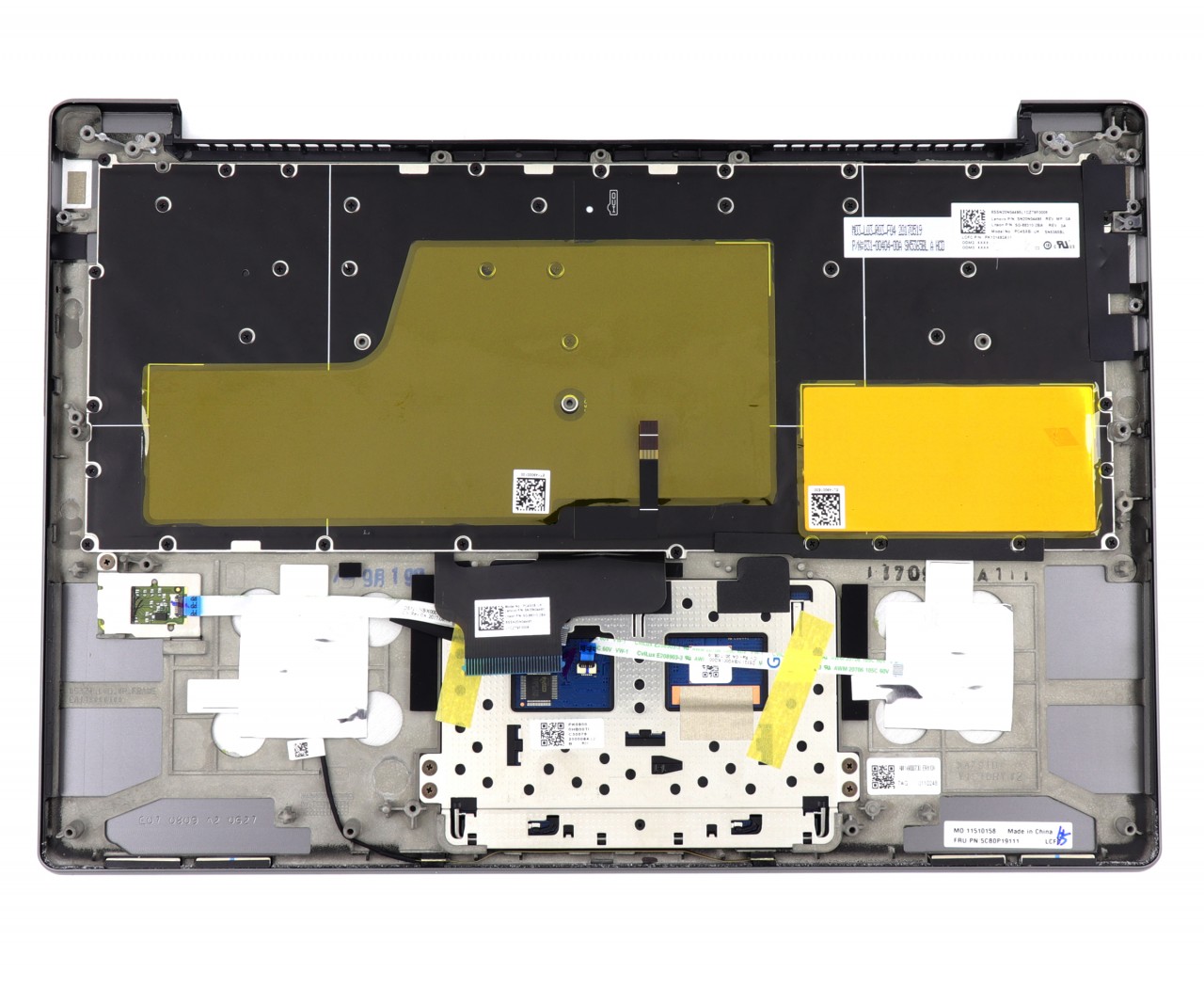 Tastatura Lenovo PK131491A00 Gri cu Palmrest Gri Touchpad si Senzor Amprenta iluminata backlit