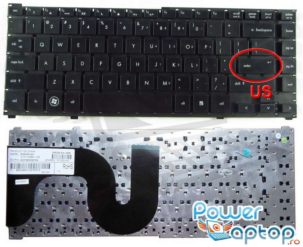 Tastatura HP ProBook 4310S layout US fara rama enter mic