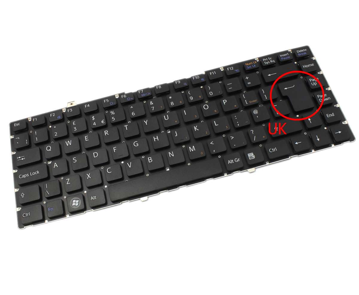 Tastatura neagra Sony Vaio VGN FW33G W layout UK fara rama enter mare