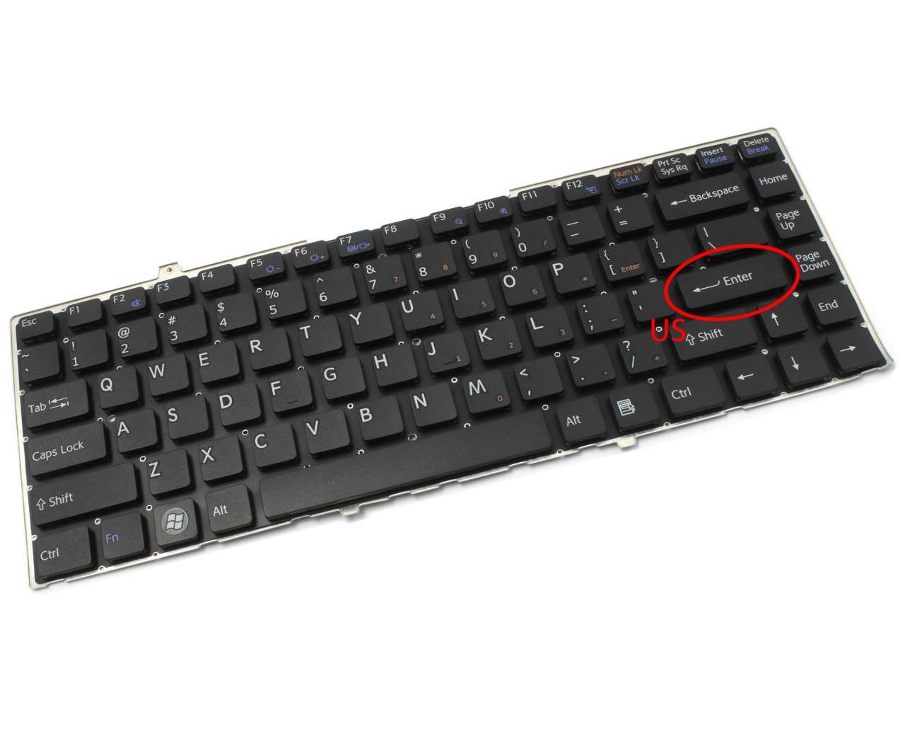 Tastatura neagra Sony Vaio VGN FW33GW layout US fara rama enter mic