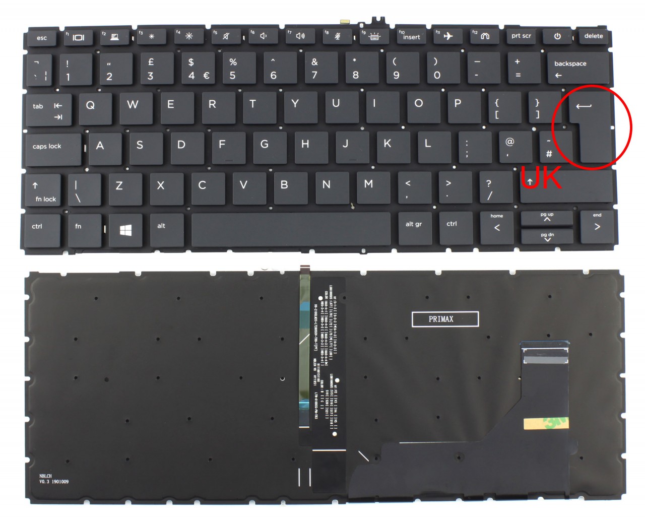 Tastatura HP EliteBook 830 G7 iluminata layout UK fara rama enter mare