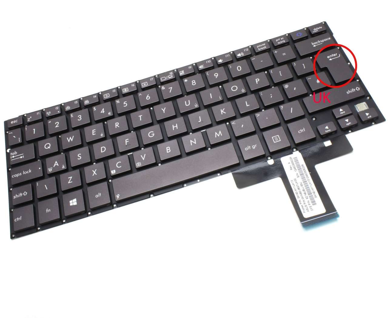 Tastatura Asus 0KNB0 3627US00 layout UK fara rama enter mare