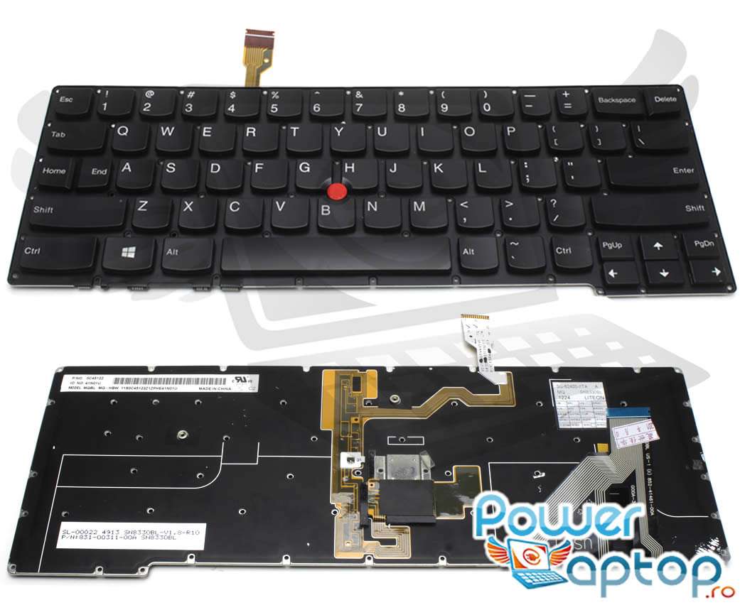 Tastatura Lenovo 831 00311 00a iluminata layout US fara rama enter mic