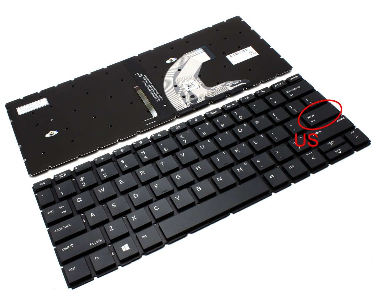 Tastatura HP ProBook 430 G7 iluminata layout US fara rama enter mic