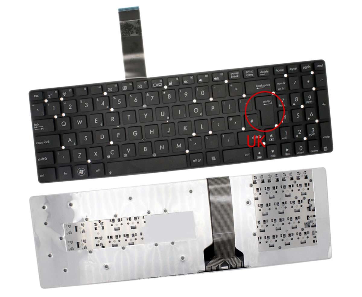 Tastatura Asus A55E layout UK fara rama enter mare