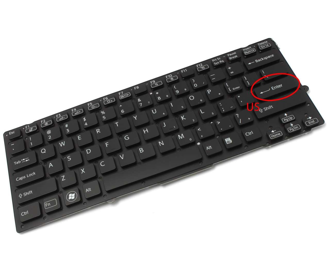 Tastatura neagra Sony Vaio VPCSB layout US fara rama enter mic