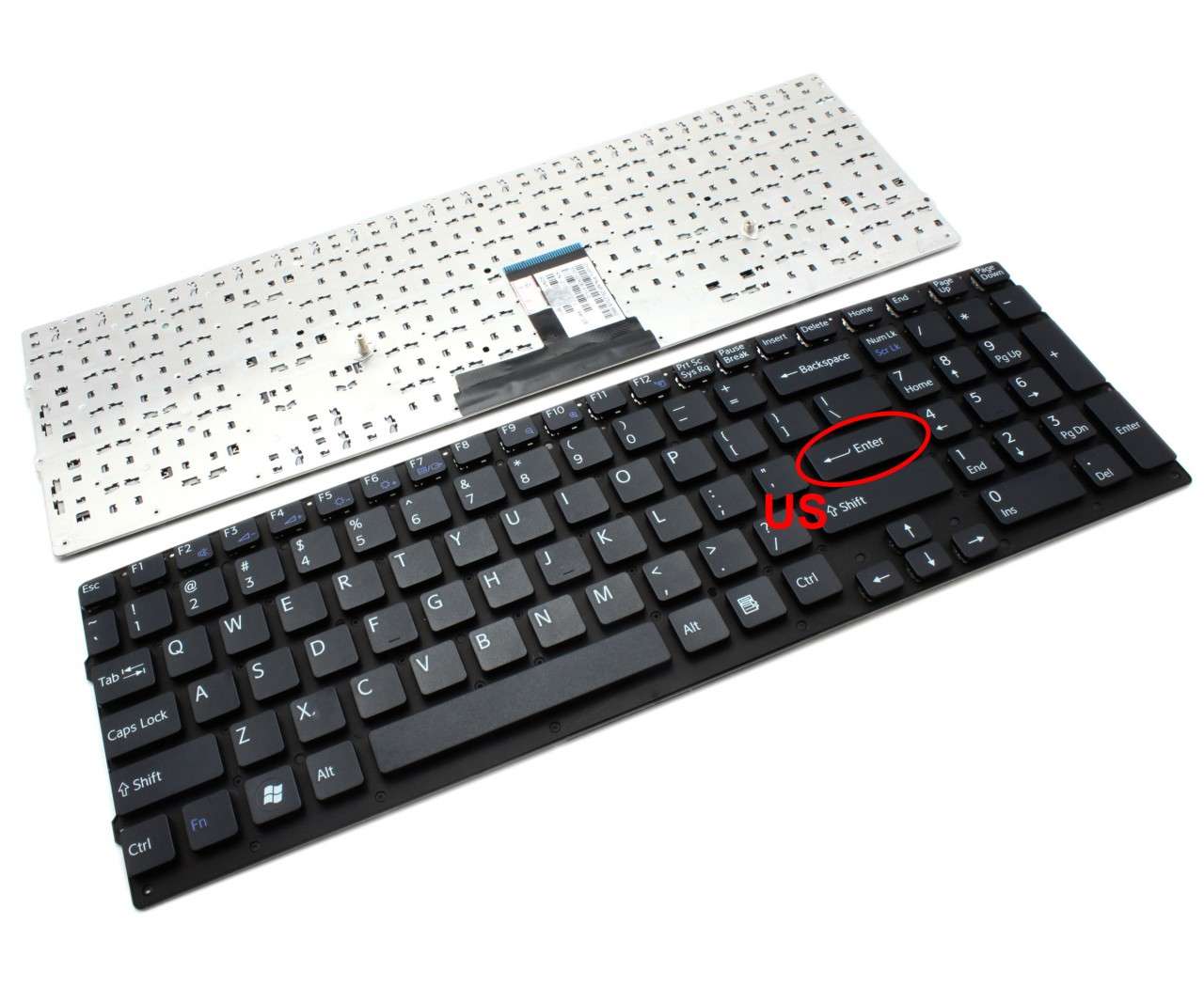 Tastatura Neagra Sony Vaio VPC EC2KGX layout US fara rama enter mic