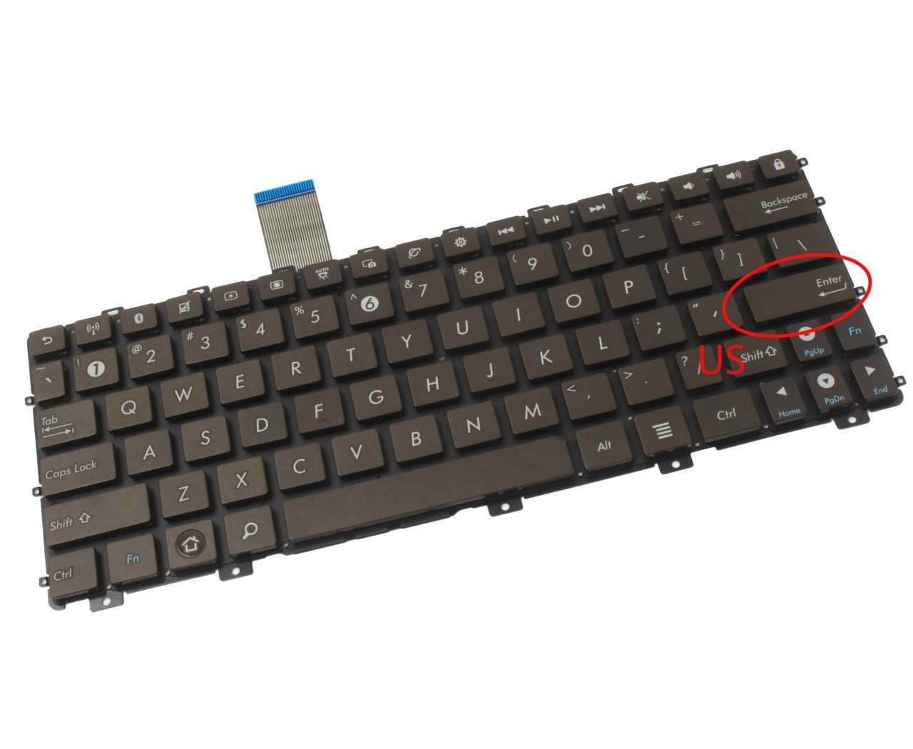 Tastatura maro Asus Eee PC 1015PEG layout US fara rama enter mic