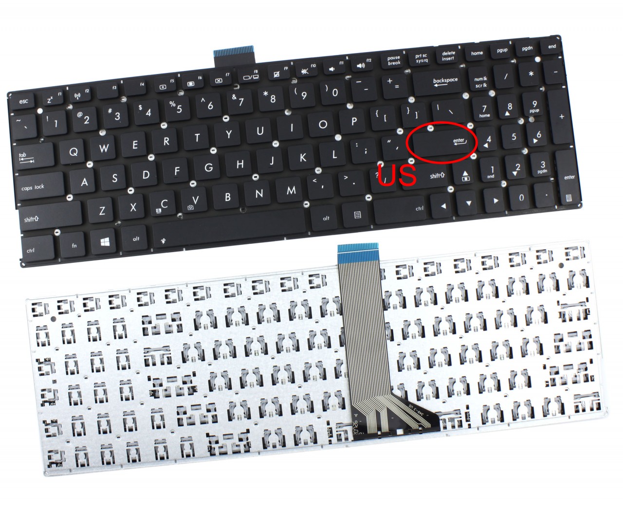 Tastatura Asus R556LD layout US fara rama enter mic