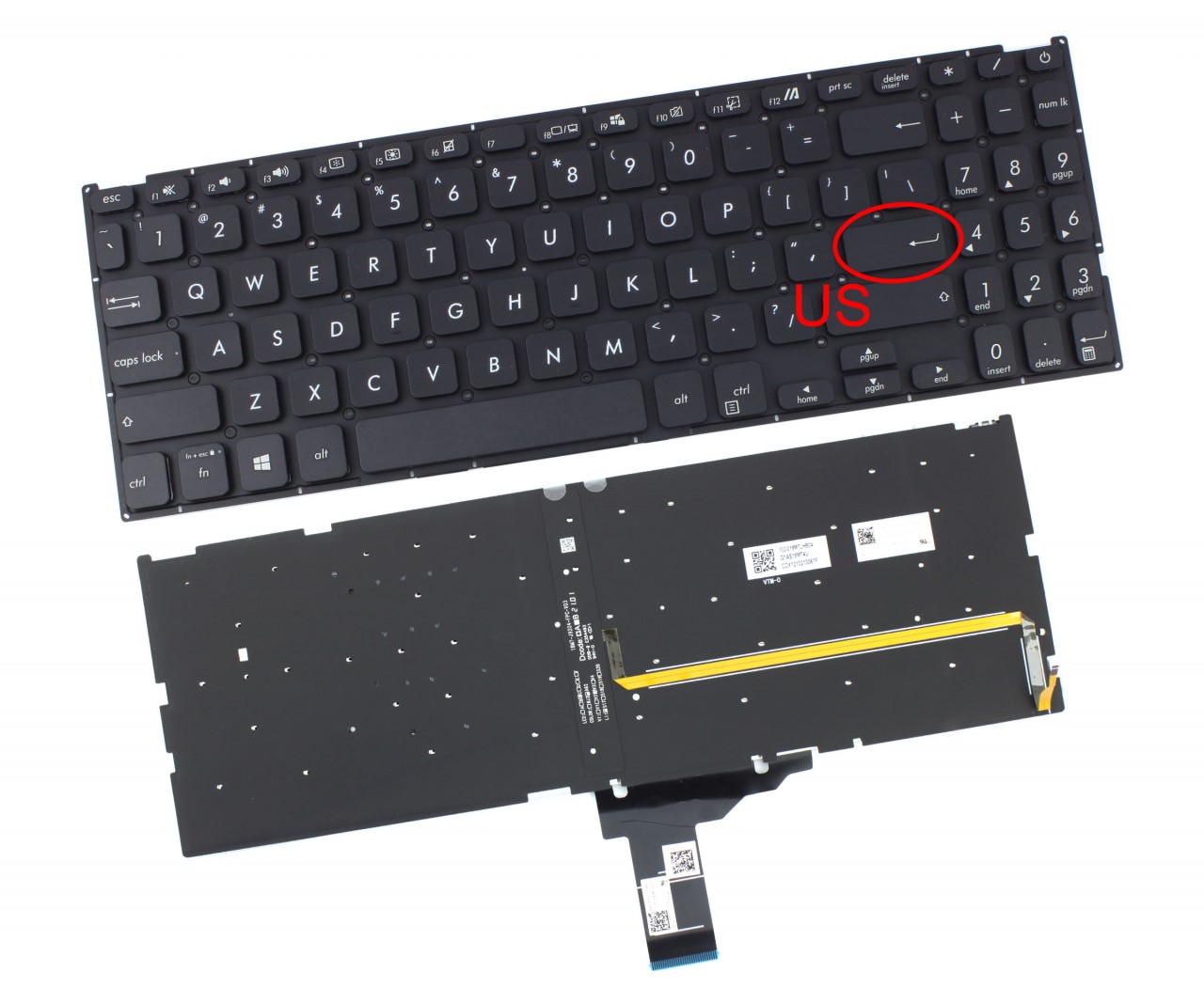 Tastatura Neagra Asus 0KN1-AH5BG12 iluminata layout US fara rama enter mic