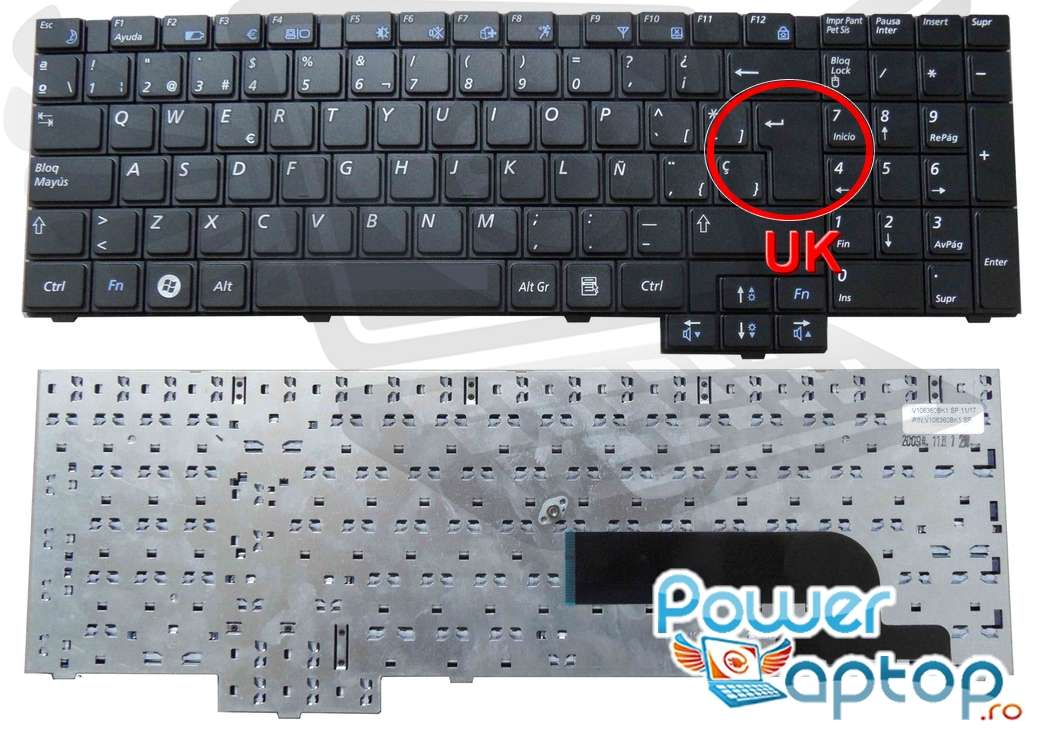 Tastatura Samsung RC710 layout UK fara rama enter mare