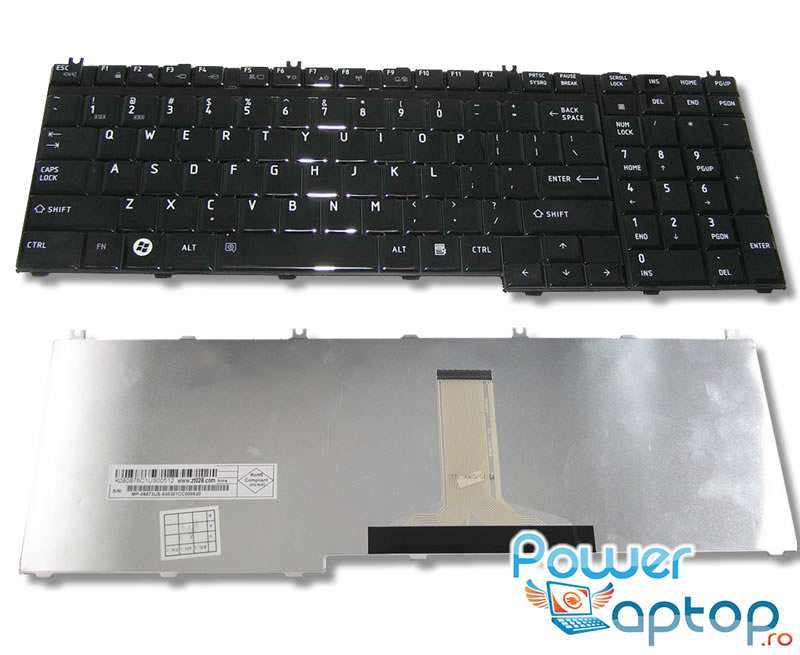 Tastatura Toshiba Satellite L505d negru lucios