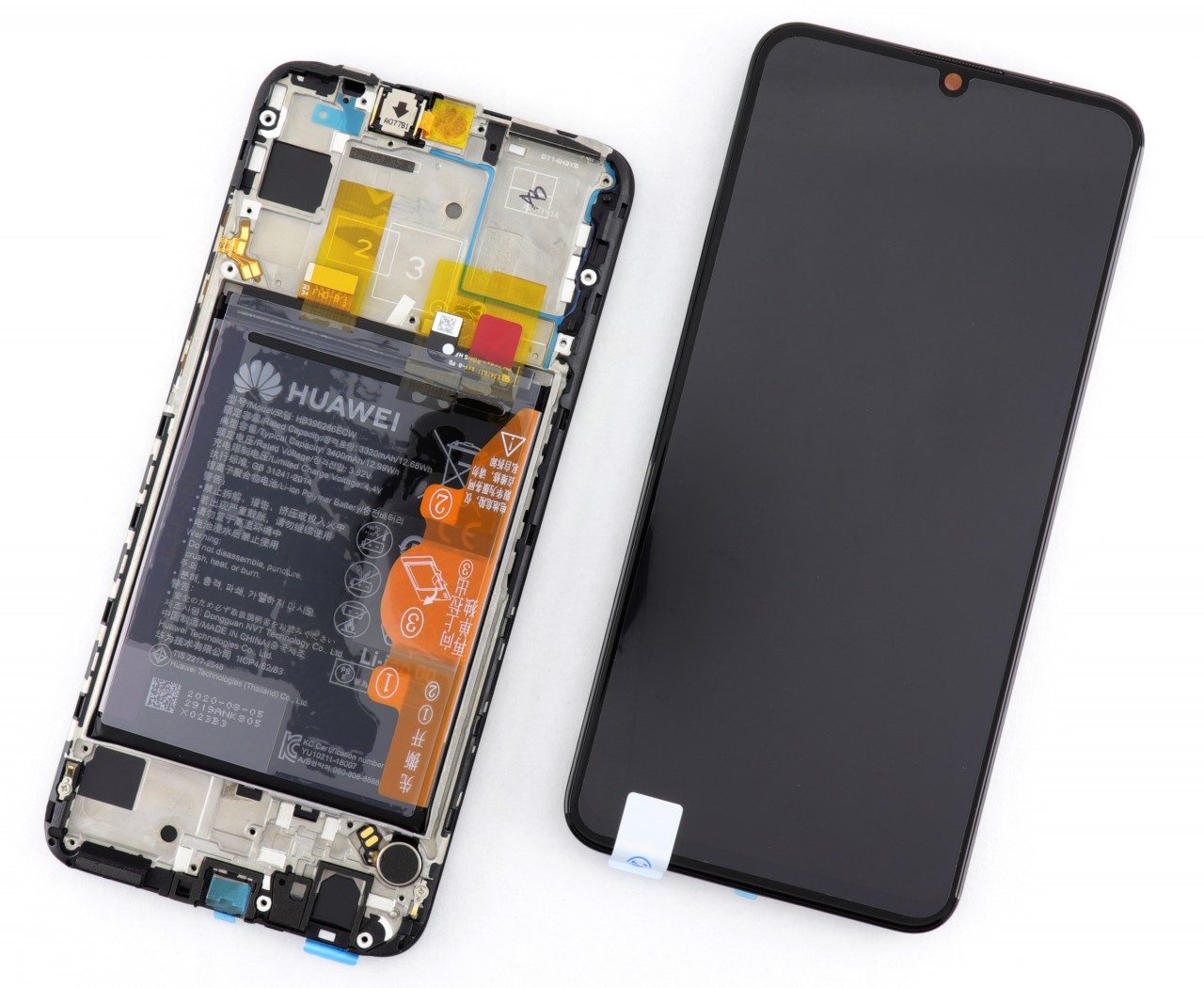 Display Huawei P Smart 2019 POT-LX1 Display Original Service Pack cu Rama si Baterie Black Negru