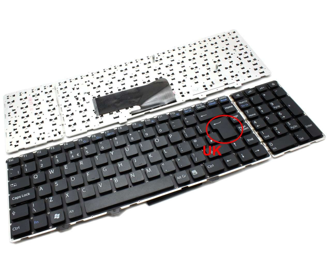Tastatura neagra Sony Vaio VGN AW360J layout UK fara rama enter mare