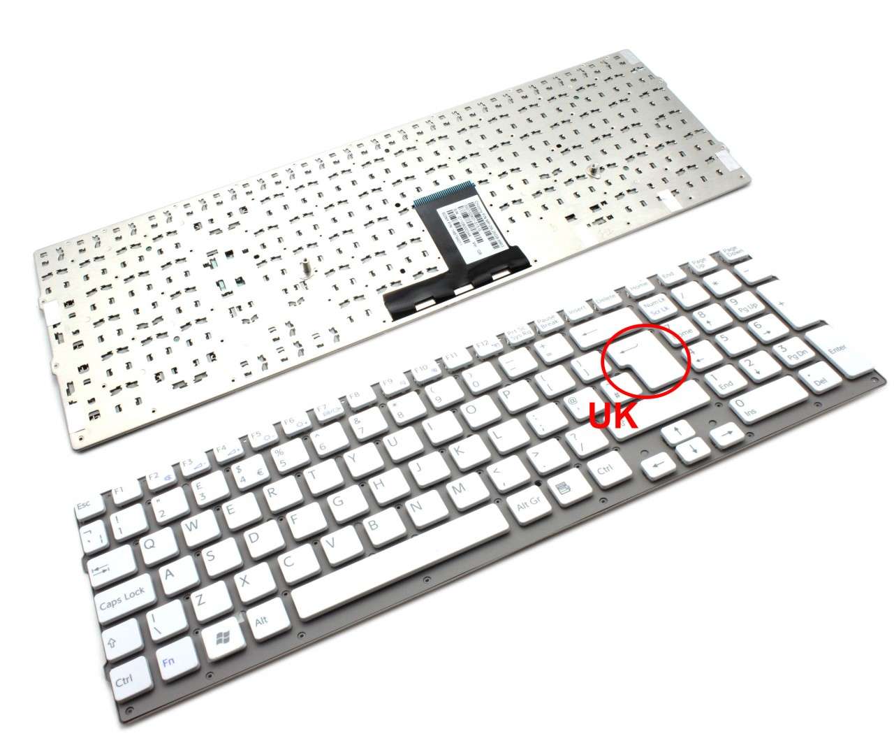 Tastatura alba Sony Vaio VPC EC2TFX layout UK fara rama enter mare