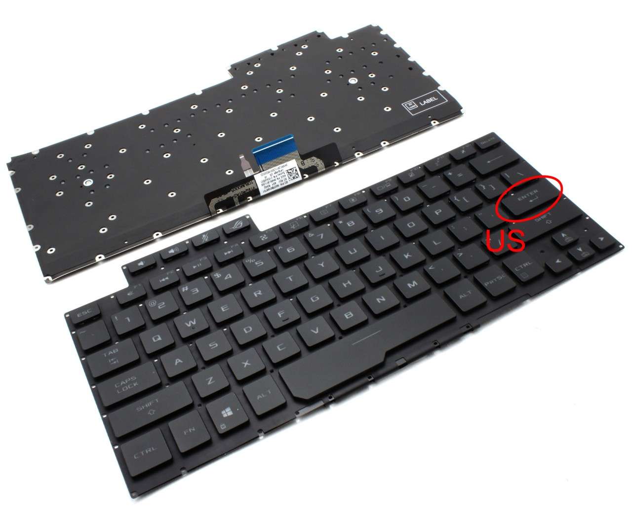 Tastatura Asus ROG Zephyrus G14 GA401U iluminata layout US fara rama enter mic