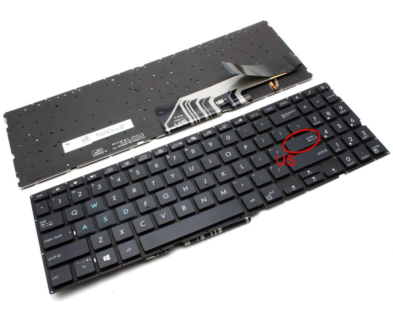 Tastatura Asus VivoBook 15 F571 iluminata layout US fara rama enter mic