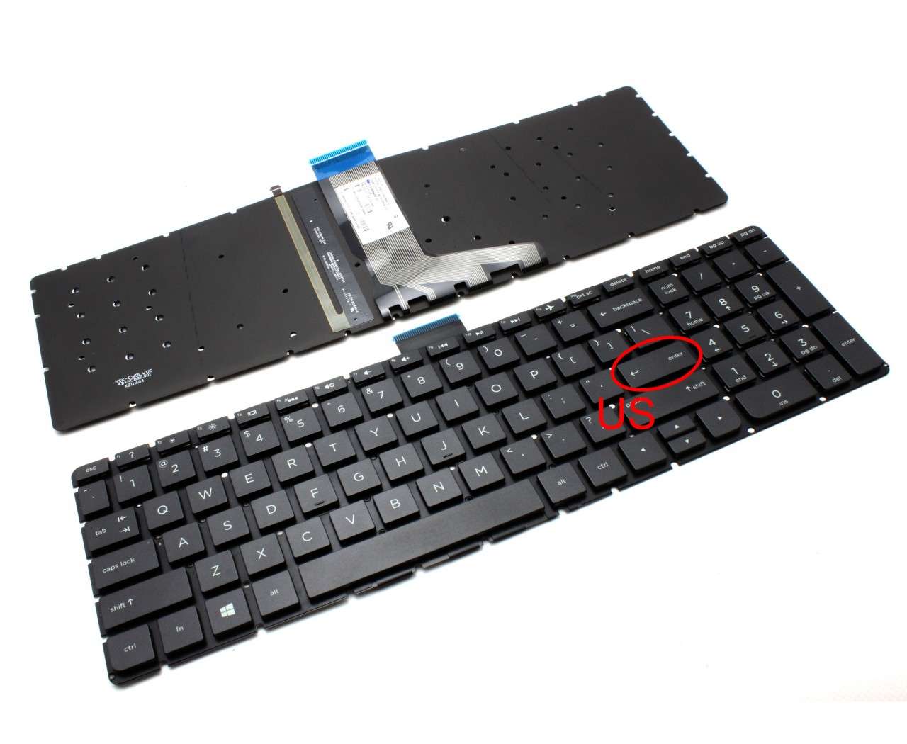 Tastatura HP 855466-001 iluminata layout US fara rama enter mic