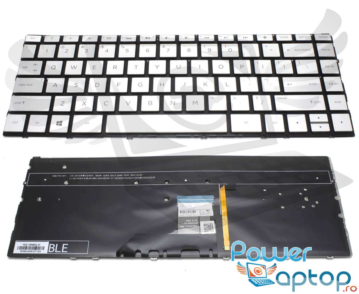 Tastatura HP Spectre x360 13AC063DX argintie iluminata backlit