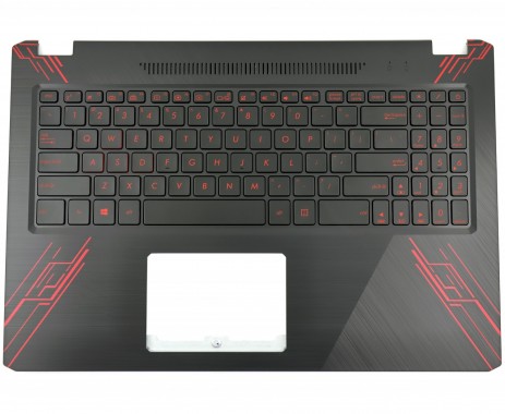 Tastatura Asus X570U Rosie cu Palmrest Negru fara TouchPad iluminata backlit. Keyboard Asus X570U Rosie cu Palmrest Negru fara TouchPad. Tastaturi laptop Asus X570U Rosie cu Palmrest Negru fara TouchPad. Tastatura notebook Asus X570U Rosie cu Palmrest Negru fara TouchPad