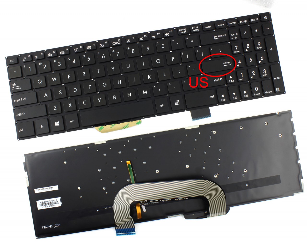 Tastatura Asus N705UD iluminata layout US fara rama enter mic