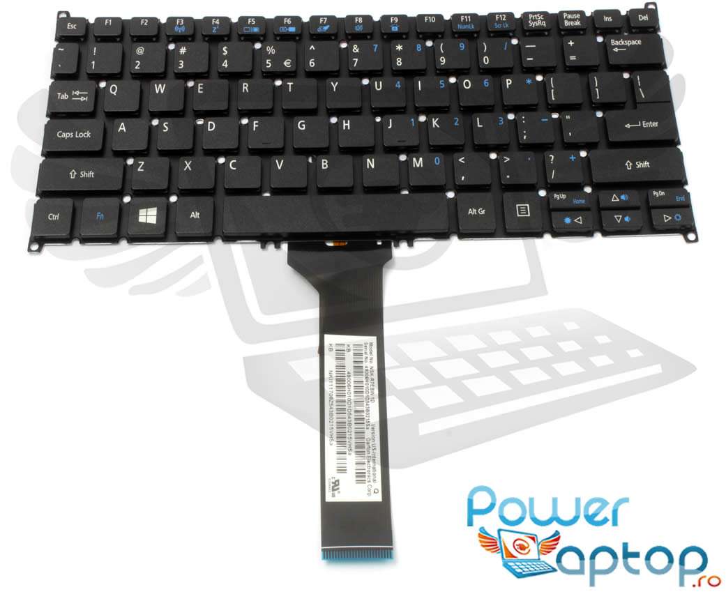 Tastatura Acer Aspire ES1 131 iluminata layout US fara rama enter mic