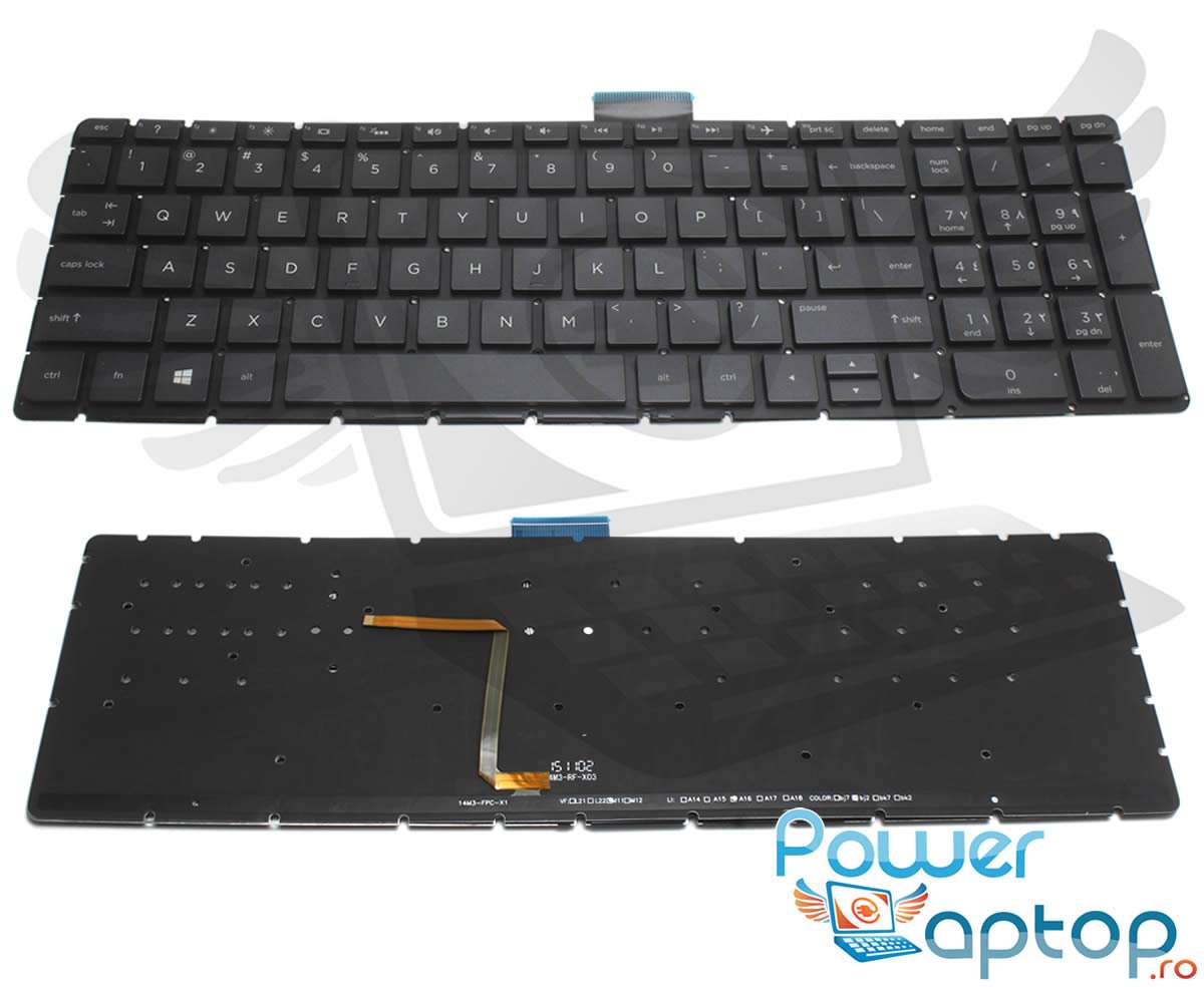 Tastatura HP Pavilion 15 AK iluminata layout US fara rama enter mic