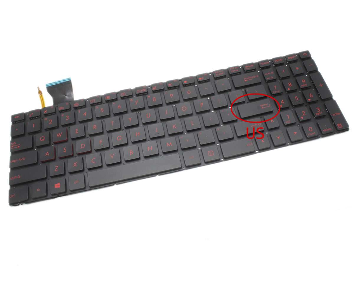 Tastatura Asus GL552JX iluminata layout US fara rama enter mic