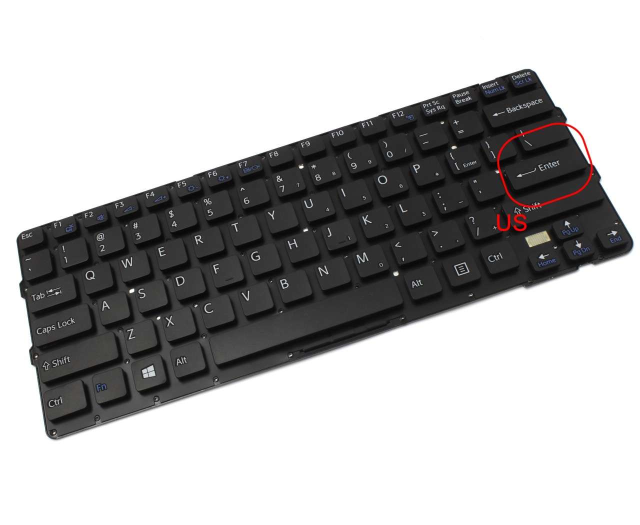 Tastatura neagra Sony Vaio SVE1413 series layout US fara rama enter mic