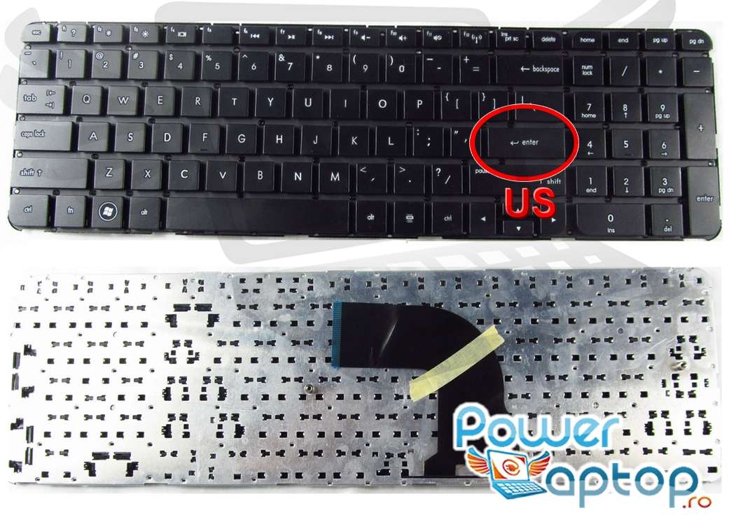 Tastatura HP Pavilion DV7 7073CA layout US fara rama enter mic