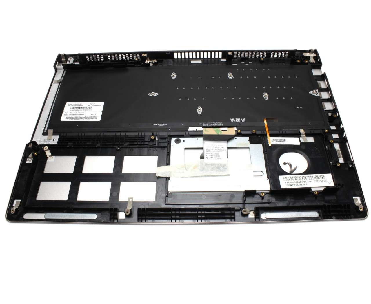Tastatura Asus 0K200-00080000 neagra cu Palmrest argintiu iluminata backlit