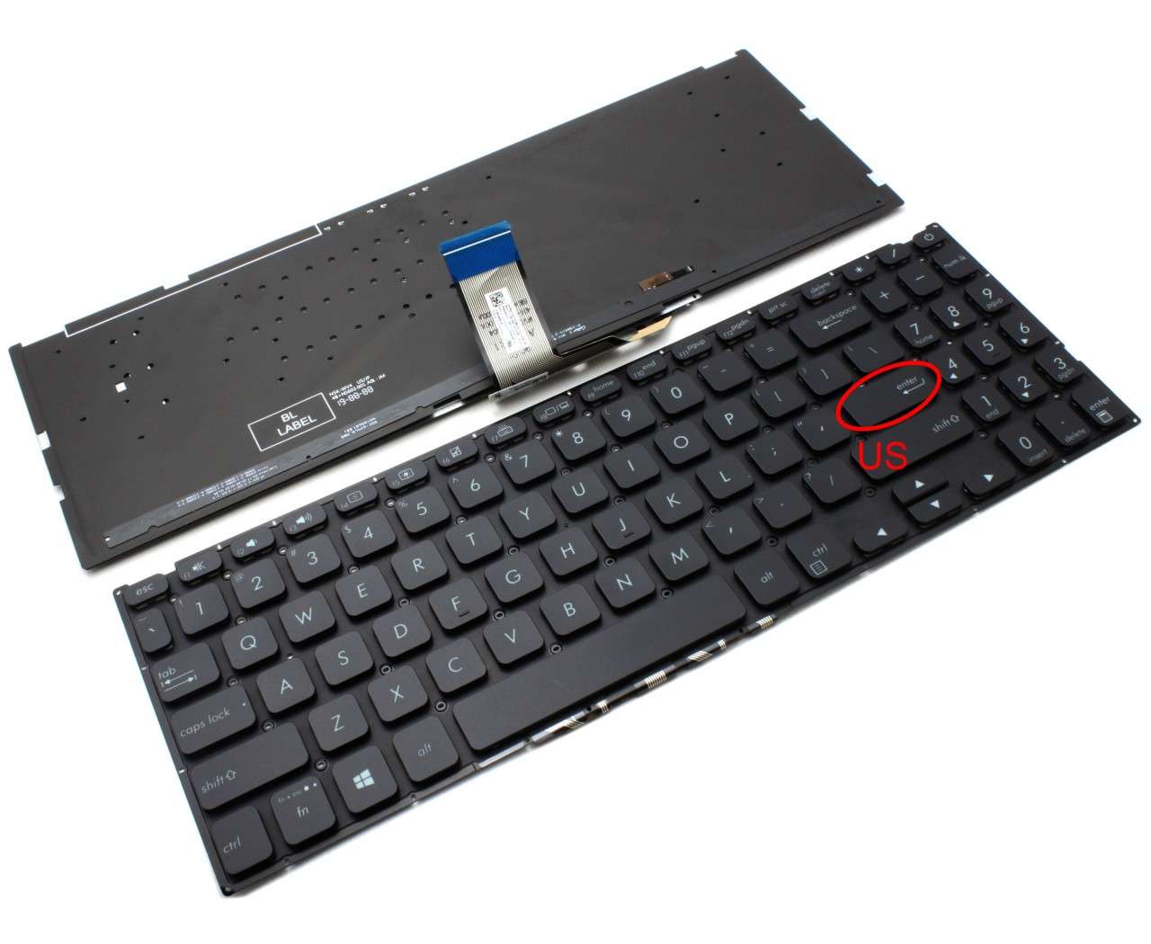 Tastatura Asus VivoBook X512UA iluminata layout US fara rama enter mic