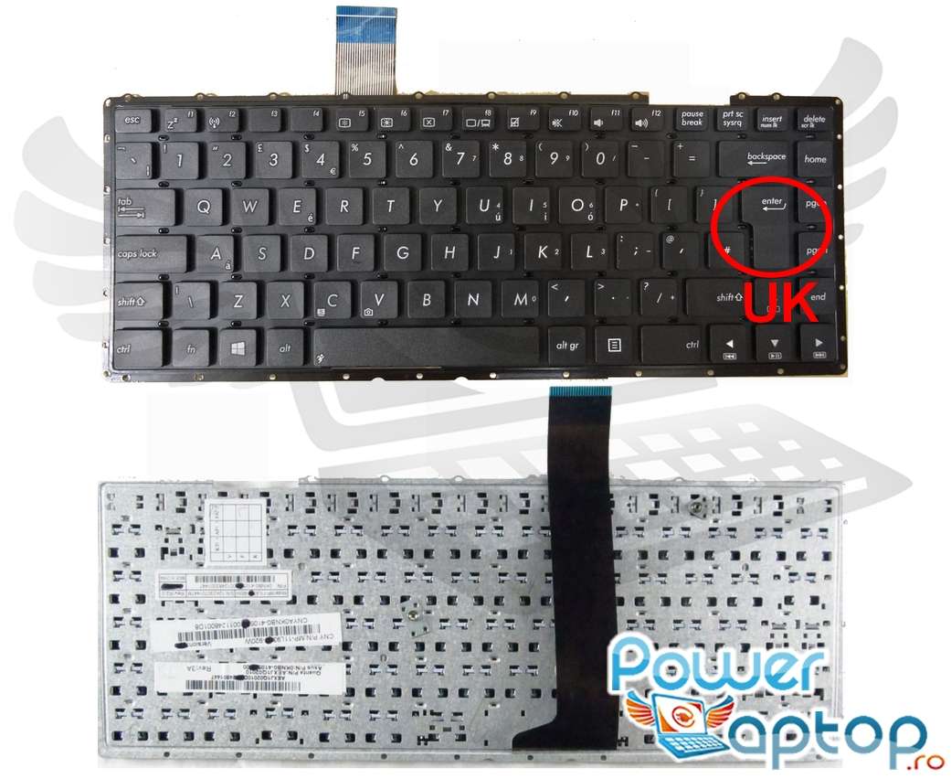 Tastatura Asus X401EI layout UK fara rama enter mare
