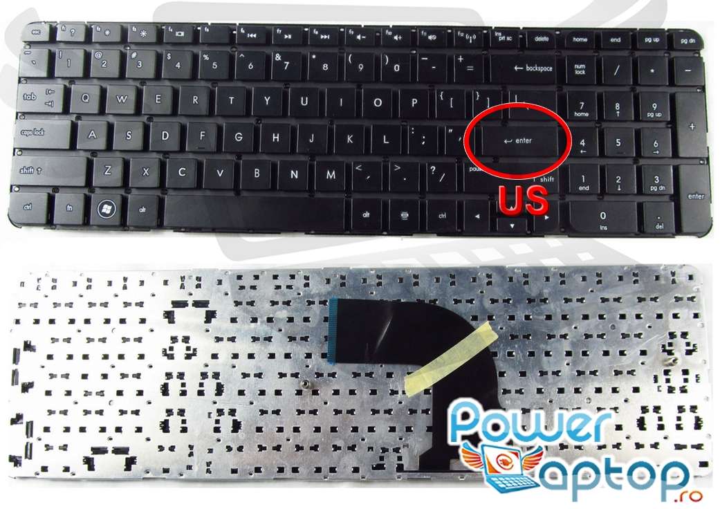 Tastatura HP Pavilion DV7 7070CA layout US fara rama enter mic