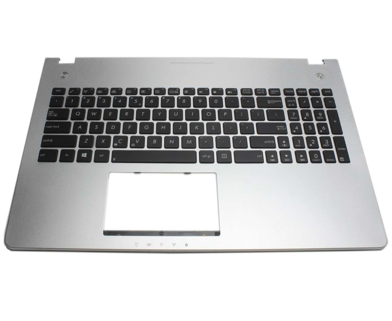 Tastatura Asus N56V8 neagra cu Palmrest argintiu iluminata backlit fara Touchpad