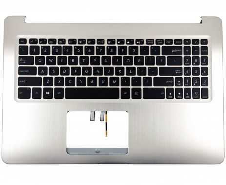 Tastatura Asus VivoBook Pro 15 X580 Neagra cu Palmrest Argintiu fara TouchPad iluminata backlit. Keyboard Asus VivoBook Pro 15 X580 Neagra cu Palmrest Argintiu fara TouchPad. Tastaturi laptop Asus VivoBook Pro 15 X580 Neagra cu Palmrest Argintiu fara TouchPad. Tastatura notebook Asus VivoBook Pro 15 X580 Neagra cu Palmrest Argintiu fara TouchPad