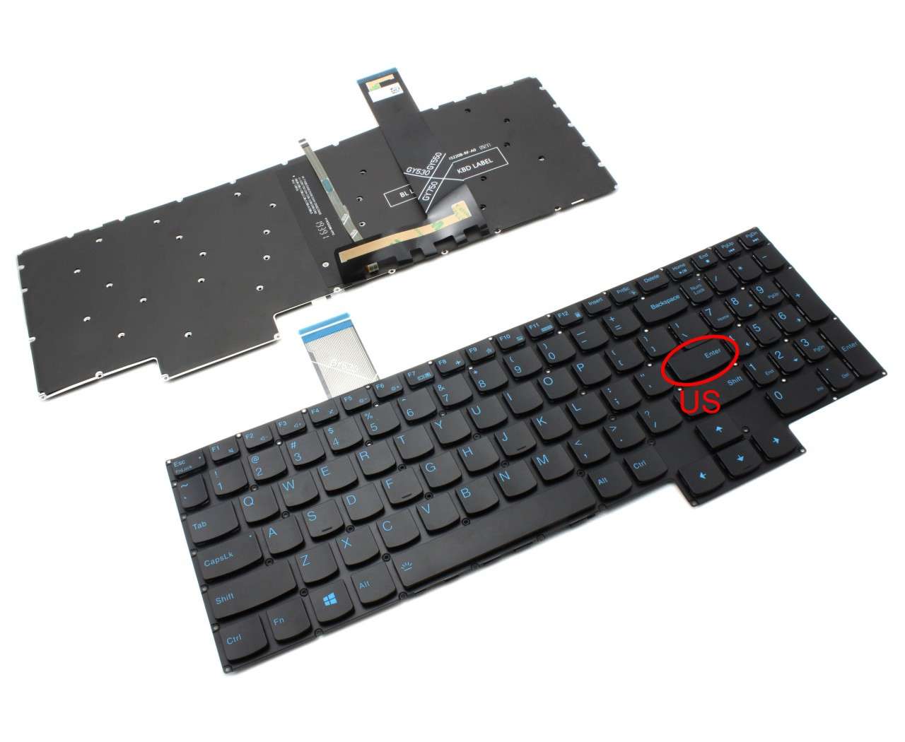 Tastatura Lenovo Legion 5-17ACH6H iluminata albastru layout US fara rama enter mic