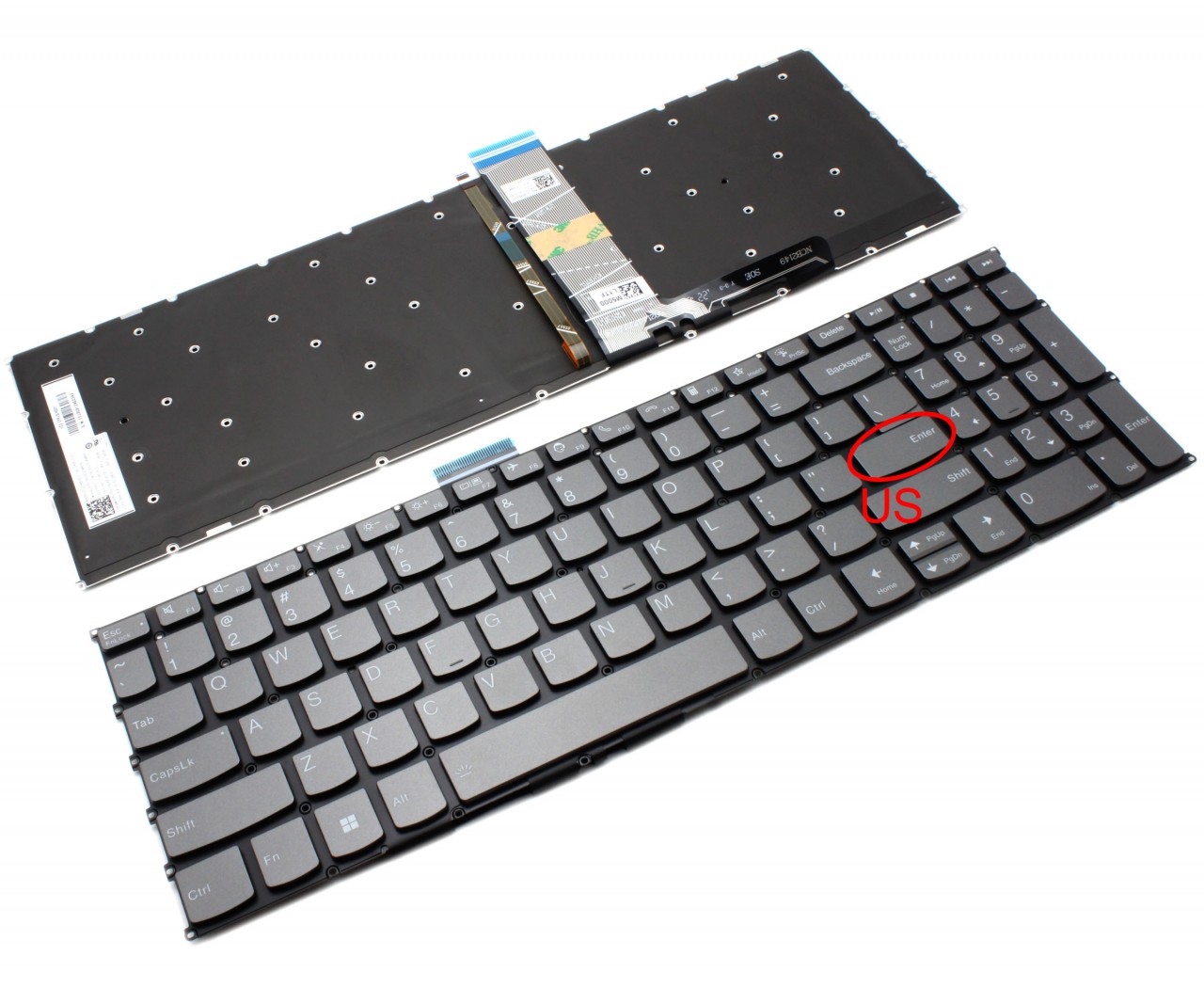 Tastatura Lenovo IdeaPad 3-17ALC6 Type 82KV iluminata layout US fara rama enter mic