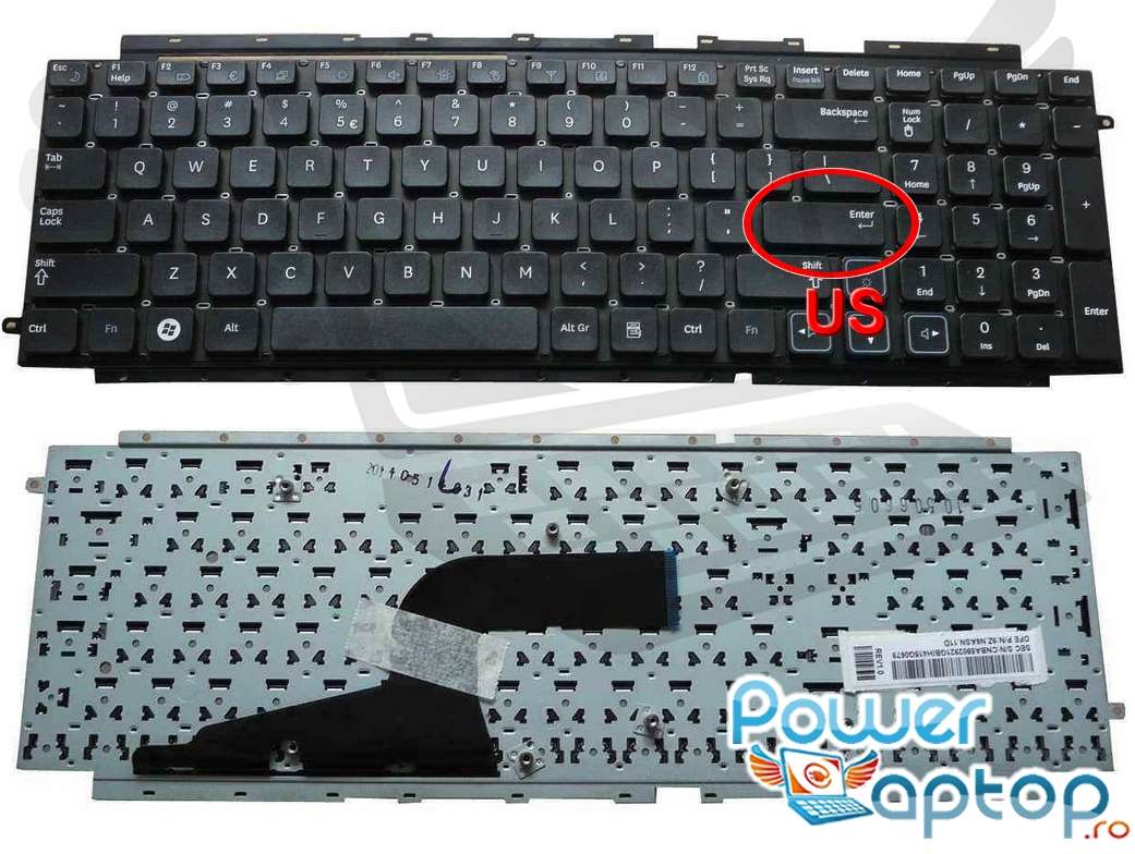 Tastatura Samsung RC710 S02 layout US fara rama enter mic