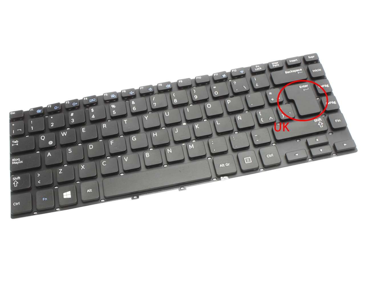 Tastatura neagra Samsung NP350V4X layout UK fara rama enter mare