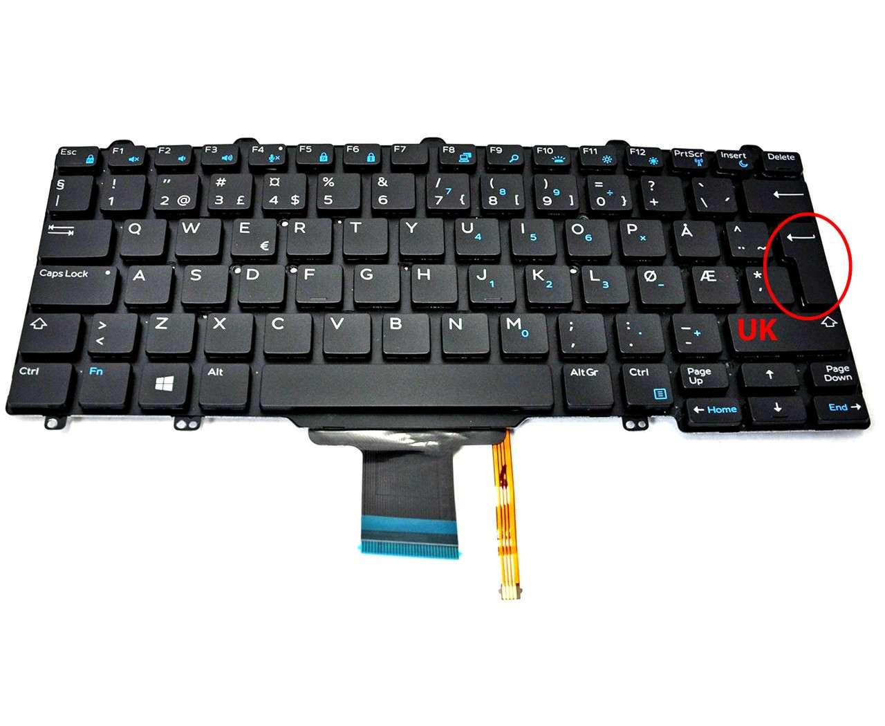 Tastatura Dell Latitude E5270 iluminata layout UK fara rama enter mare